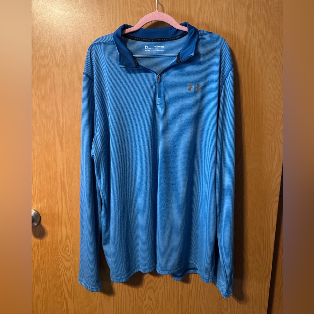Under Armour Men's Blue stripe Quarter-Zip Shirt